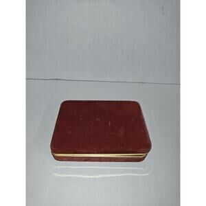 Mele Rusty Red Velvet Jewelry Box Hard Travel Case Gold Lined Clam Shell Style